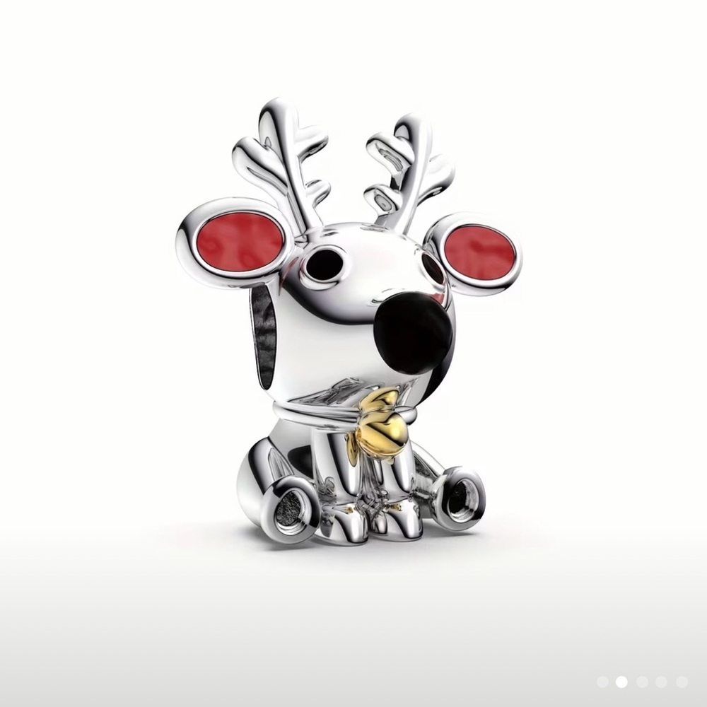 ManYilus 925 Sterling Silver and Red Reindeer Charm